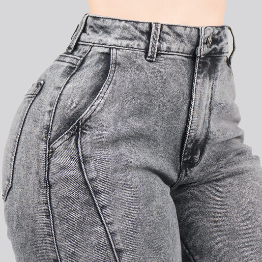 Jeans Straight Semirrígido Tiro Alto 7406