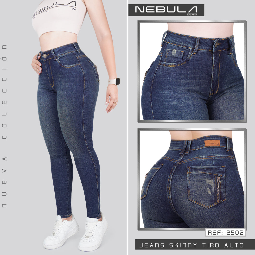 JEANS MUJER SKINNY TIRO ALTO 2502