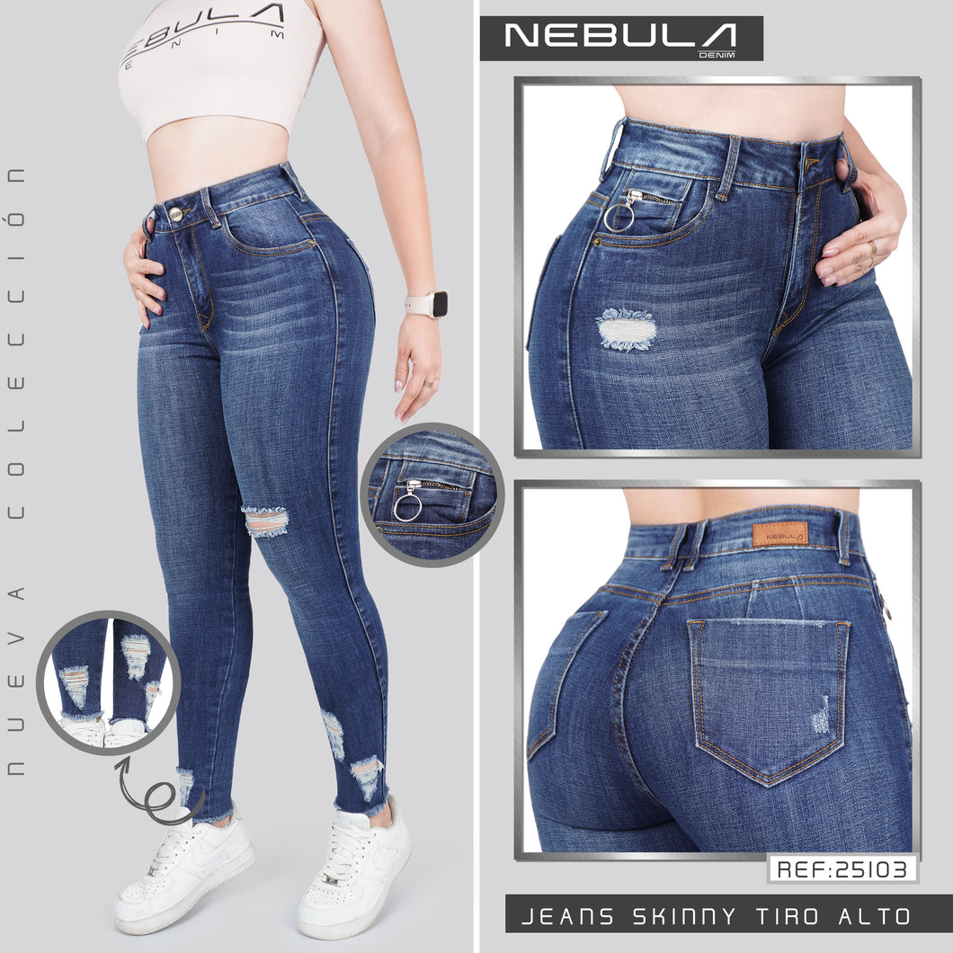 JEANS MUJER SKINNY TIRO ALTO 25103