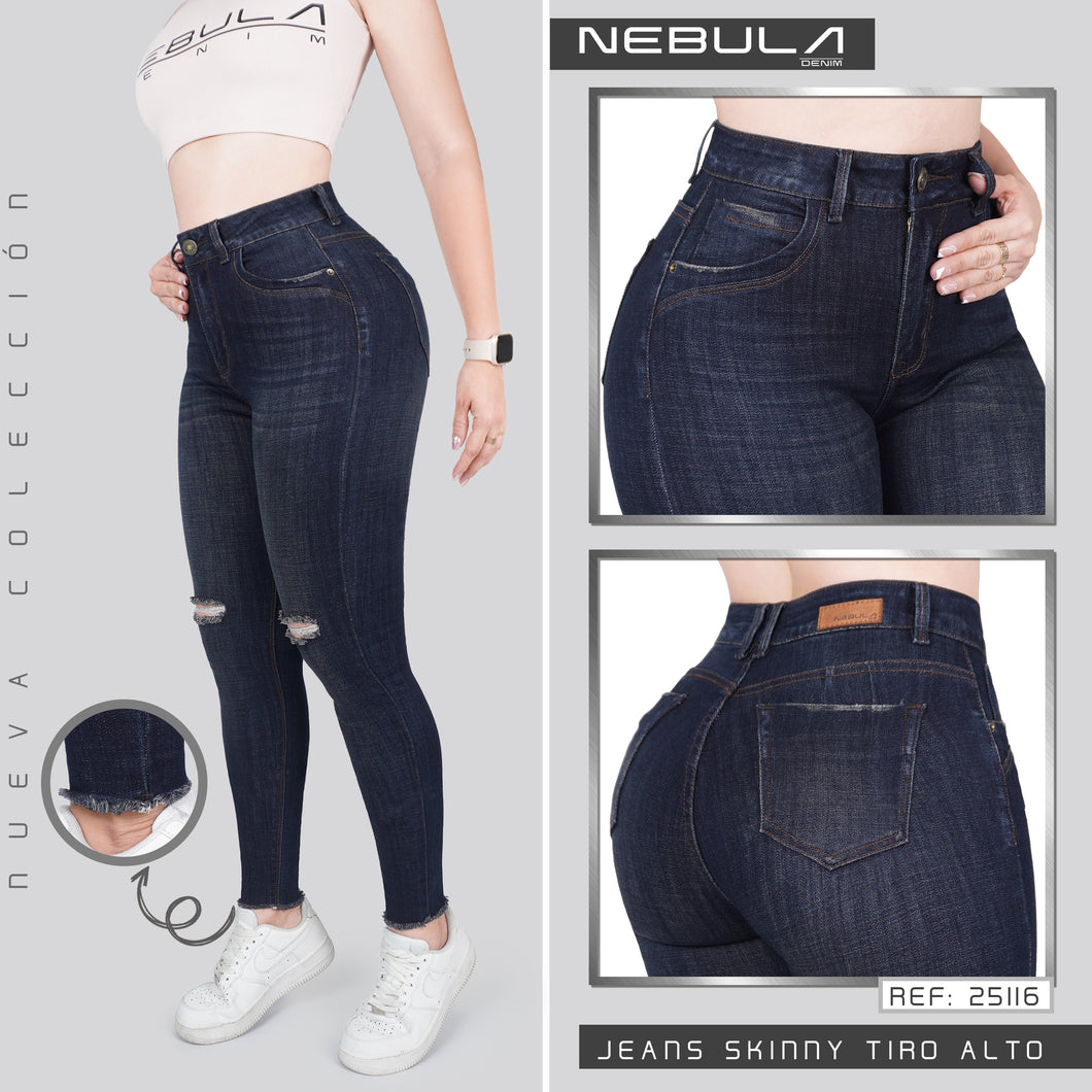 JEANS MUJER SKINNY TIRO ALTO 25116