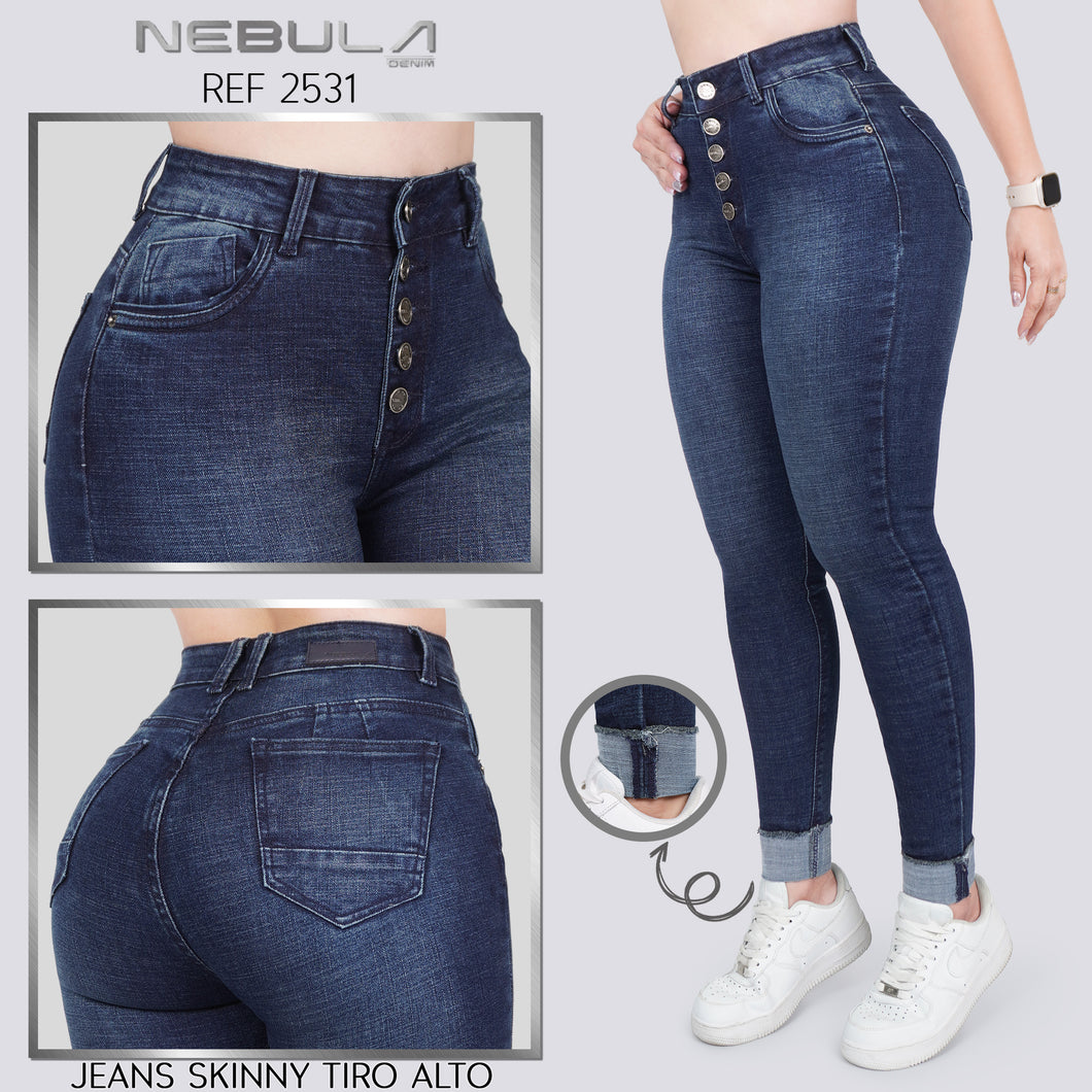 JEANS MUJER SKINNY TIRO ALTO 2531