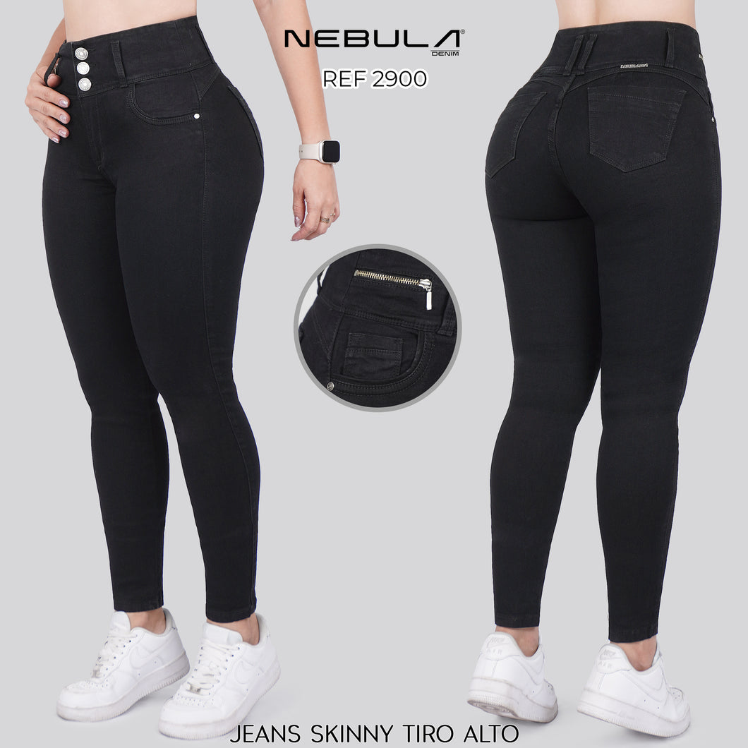 JEANS MUJER SKINNY TIRO ALTO 3 BOTONES 2900