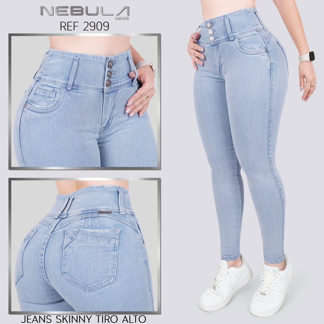 JEANS MUJER SKINNY TIRO ALTO 3 BOTONES 2909