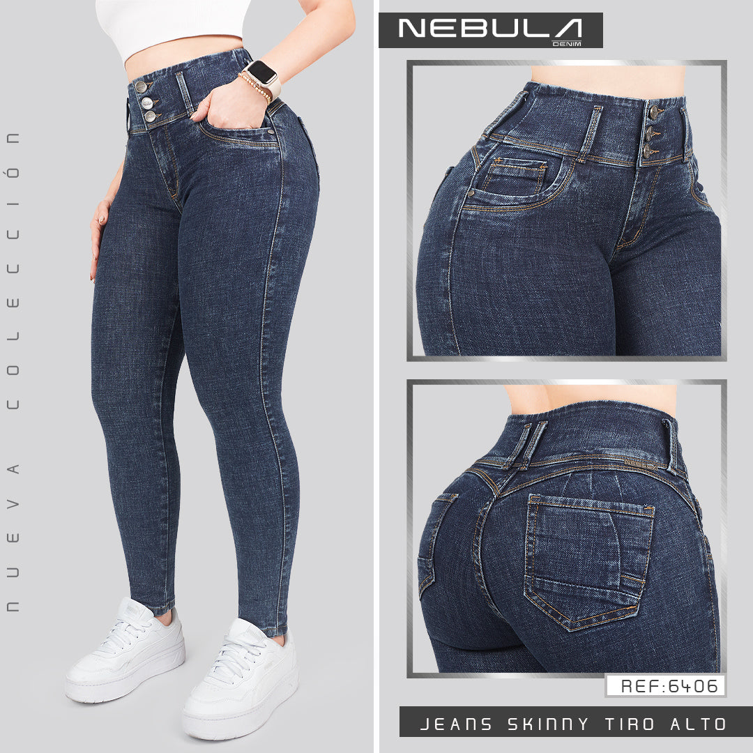Jeans Skinny 3 botones Tiro Alto 6406