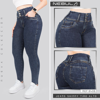 Jeans Skinny 3 botones Tiro Alto 6406