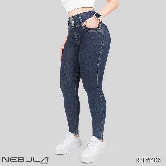 Jeans Skinny 3 botones Tiro Alto 6406