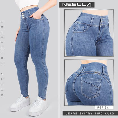 Jeans Skinny 3 botones Tiro Alto 6411