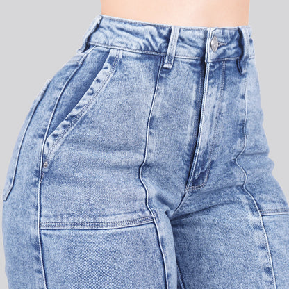 Jeans Straight Semirrígido Tiro Alto 7403