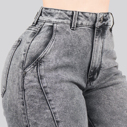 Jeans Straight Semirrígido Tiro Alto 7406