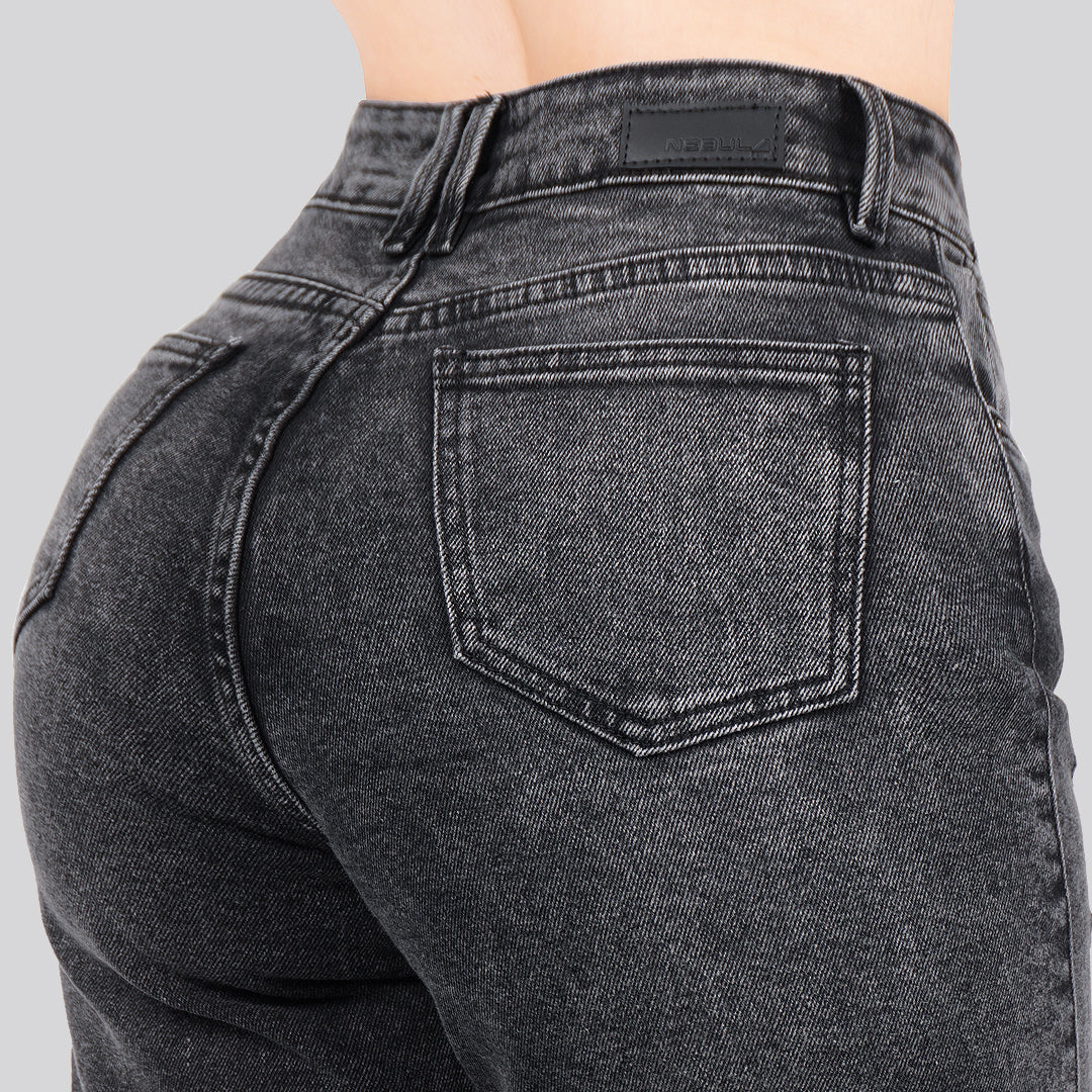 Jeans Straight Semirrígido Tiro Alto 7407