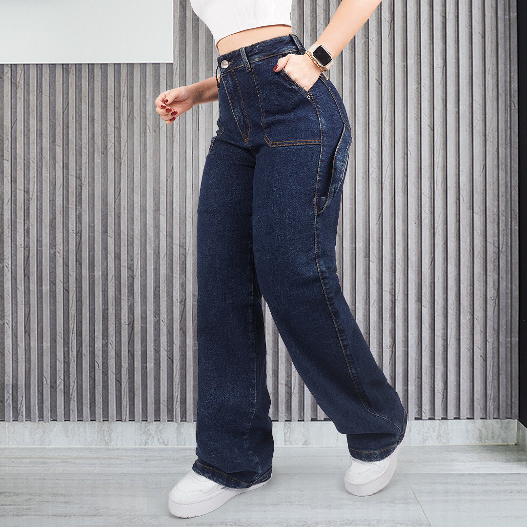 Jeans Straight Semirrígido Tiro Alto 7424
