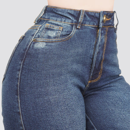 Jeans Straight Semirrígido Tiro Alto 7427