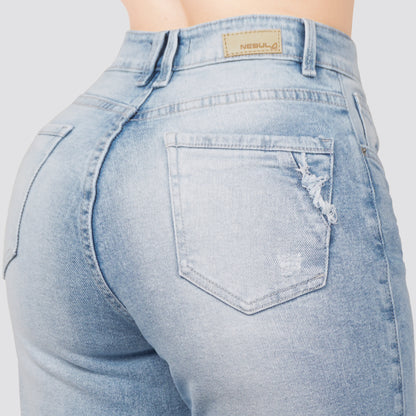 Jeans Straight Semirrígido Tiro Alto 7440