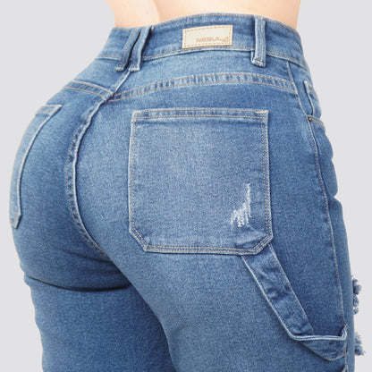 Jeans Straight Semirrígido Tiro Alto 7442