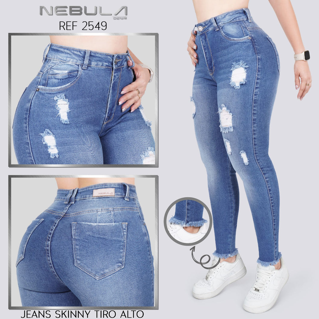 JEANS MUJER SKINNY TIRO ALTO 2549