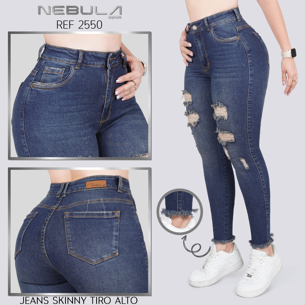 JEANS MUJER SKINNY TIRO ALTO 2550