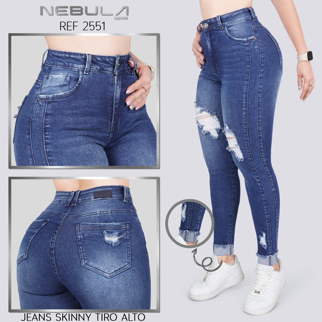 JEANS MUJER SKINNY TIRO ALTO 2551