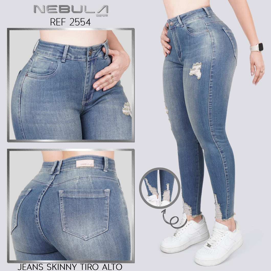 JEANS MUJER SKINNY TIRO ALTO 2554